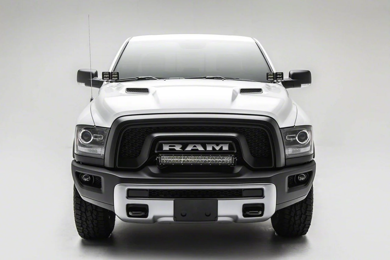 ZRoadz Four 3-Inch LED Pod Lights with Hood Hinge Mounting Brackets (09-18 RAM 1500)