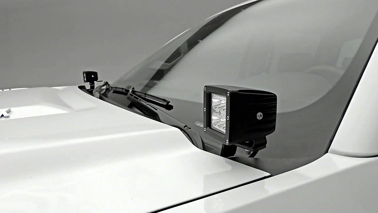 ZRoadz Four 3-Inch LED Pod Lights with Hood Hinge Mounting Brackets (15-19 Sierra 2500 HD)