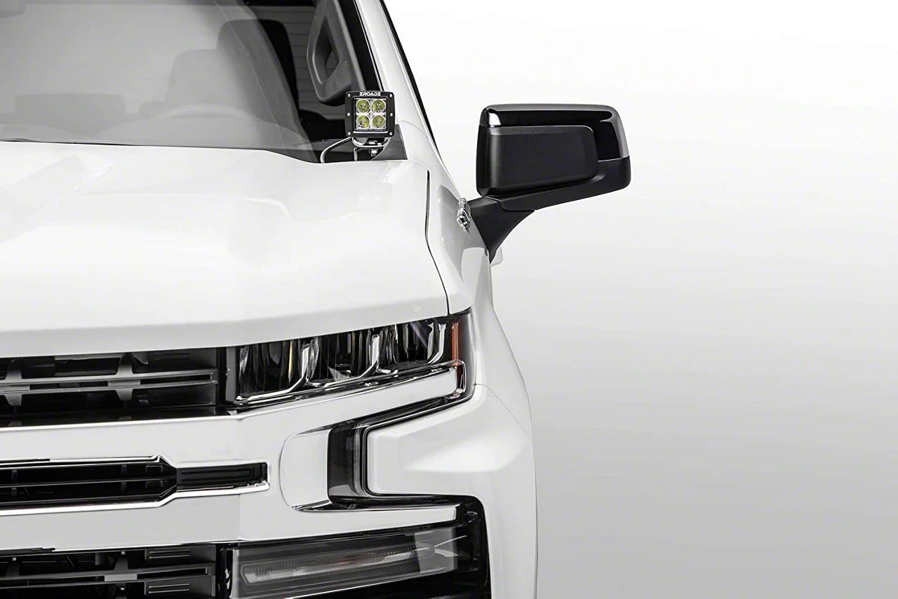 ZRoadz Two 3-Inch LED Pod Light Hood Hinge Mounting Brackets (19-26 Silverado 1500)
