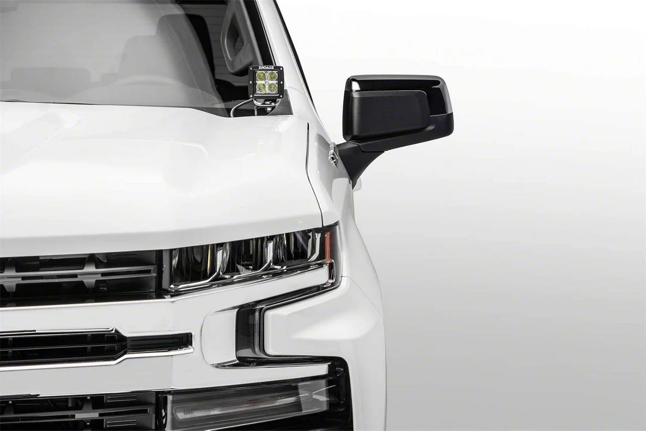 ZRoadz Two 3-Inch LED Pod Lights with Hood Hinge Mounting Brackets (19-26 Silverado 1500)