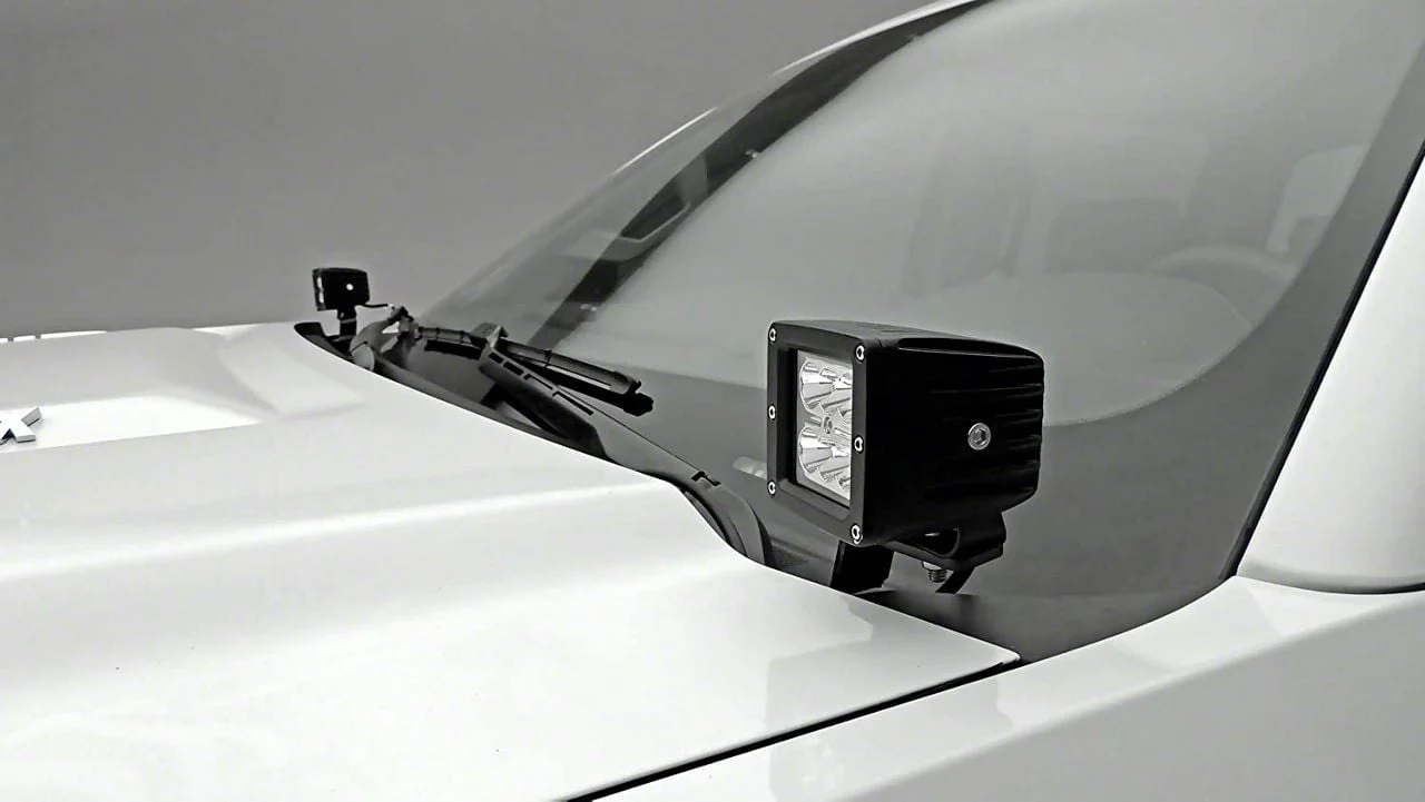 ZRoadz Four 3-Inch LED Pod Lights with Hood Hinge Mounting Brackets (15-19 Silverado 2500 HD)